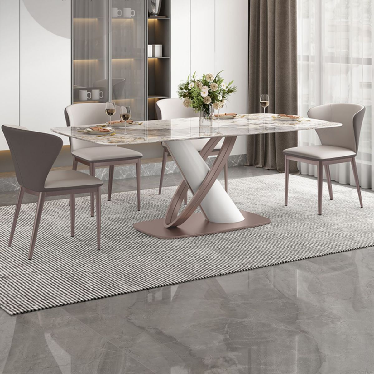 Luxury Sintered Stone Top Dining Set Rectangle 1/2/5/7 Pieces Dining Table with Chairs Clearhalo 'Dining Room Sets' 'Dining Tables & Seating' 'dining_room_set' 'furn' 'furn_dining_room_set' 'Furniture' 'furniture_dining_room_set' 'Kitchen & Dining Furniture' 1200x1200_b2557c7a-f1e0-4431-b5d1-7db792c24a7c