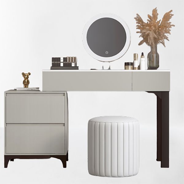 Zeitgenössischer grauer Make -up -Tisch mit Schubladen 14,96 W x 29,52 "H für Schlafzimmer