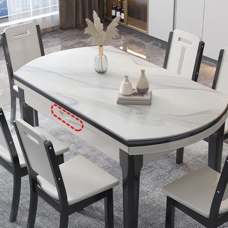 Foldable Dinette Table with Wood Base Modern Stone Top Dining Table Clearhalo 'Dining Tables & Seating' 'Dining Tables' 'dining_table' 'furn' 'furn_dining_table' 'Furniture' 'Kitchen & Dining Furniture' 1200x1200_b2580c83-8557-4bf3-a690-1f313860f04e