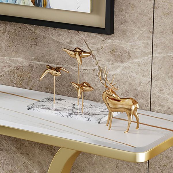 31.49" High Accent Console Table with Iron Frame Base Gold Accent Table