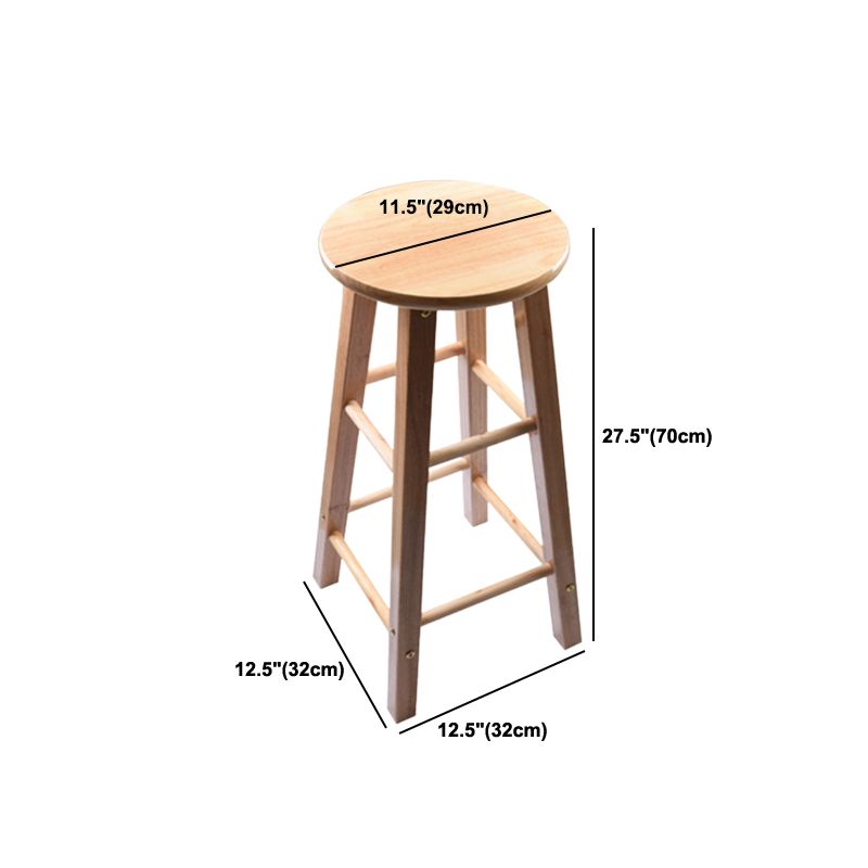 Taburete redondo moderno sin respaldo, taburete de bar de madera maciza de roble en color natural