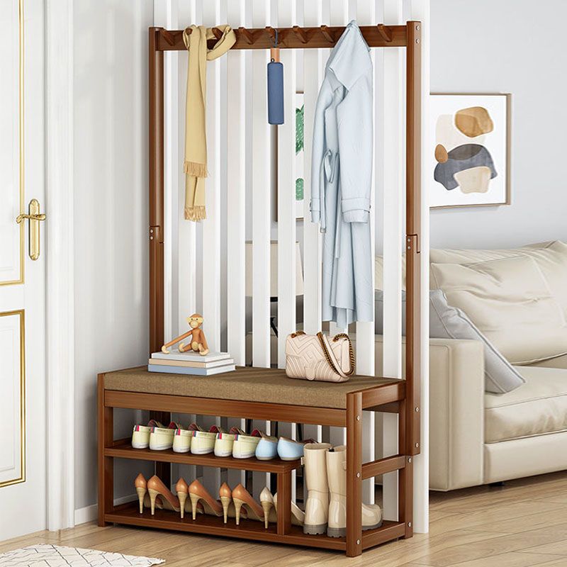 Modern Style Coat Rack Plain Solid Wood Free Standing Coat Hooks Design with Shoes Storage Clearhalo 'Entry & Mudroom Furniture' 'furn' 'furn_hall_tree_coat_racks' 'Furniture' 'Hall Trees & Coat Racks' 'hall_tree_coat_racks' 1200x1200_b25bc3fa-f867-4195-8b7e-747f4830f43b