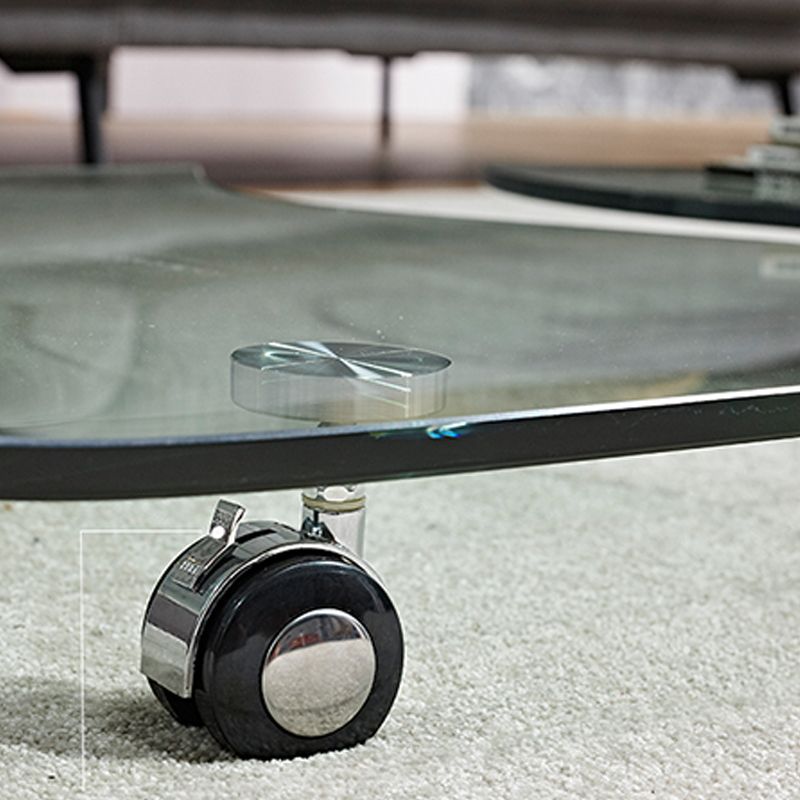 Modern Style Glass Top Coffee Cocktail Table with Storage Shelf Clearhalo 'Coffee & Accent Tables' 'Coffee Tables' 'coffee_tables' 'furn' 'furn_coffee_tables' 'Furniture' 'Living Room Furniture' 1200x1200_b25c225d-cde9-4b3c-b588-fb07a086ffe1