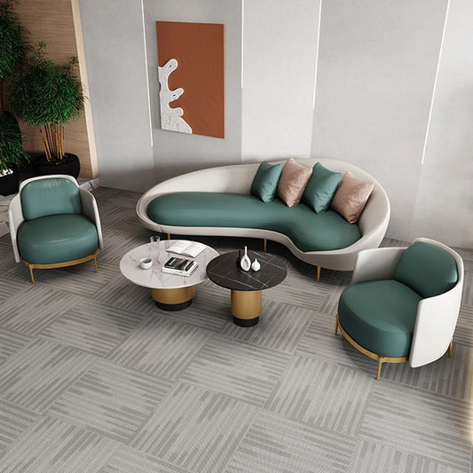 Divano curvo in fico contemporaneo con braccio inclicato per soggiorno