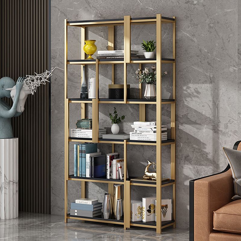 Modern Style Bookcase Gold Frame Metal Open Back Bookshelf for Home Office Clearhalo 'Bookcases' 'furn' 'furn_bookcases' 'Furniture' 'Office Furniture' 1200x1200_b2604a3c-da74-42a1-ae0a-f6c8022e1bc6