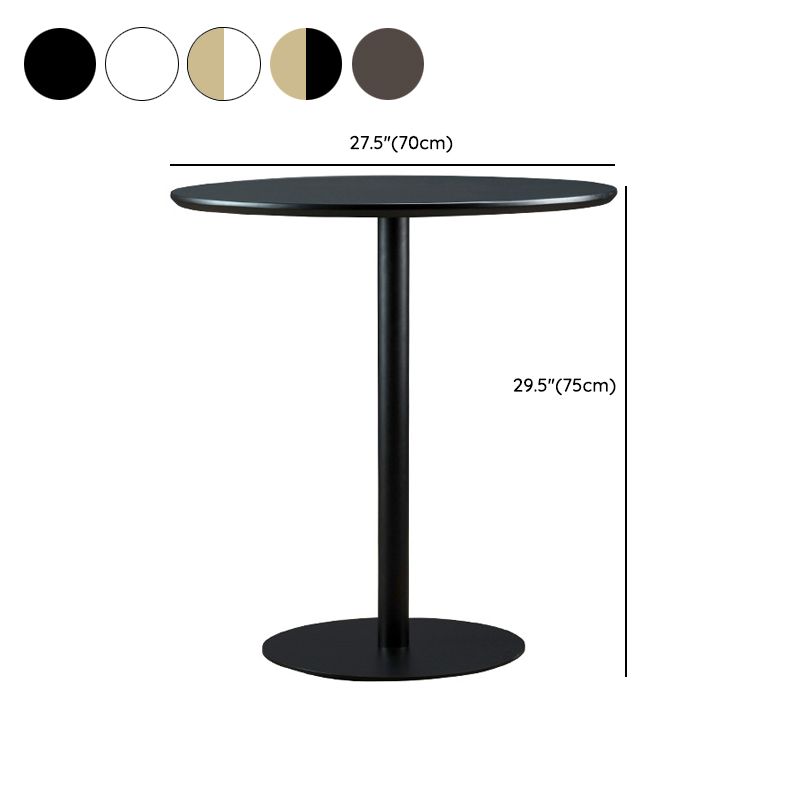 Round Dining Table Modern Wood Tabletop with Metal Pedestal Base