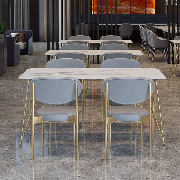 Glam Stone Top Dining Table Set 1/2/5 Pieces Rectangle White Indoor Dinette Set Clearhalo 'Dining Room Sets' 'Dining Tables & Seating' 'dining_room_set' 'furn' 'furn_dining_room_set' 'Furniture' 'Kitchen & Dining Furniture' 1200x1200_b2627c29-78d3-4930-9012-e15c23d6d7e5