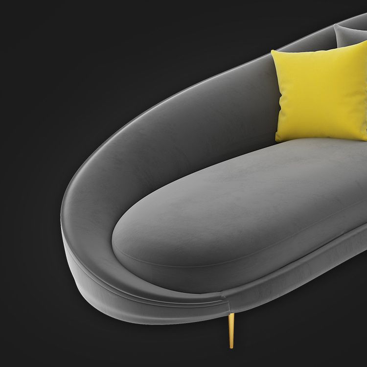 Zeitgenössischer 33,46 "H Velvet Vollfarben gebogene Hangarmsofa