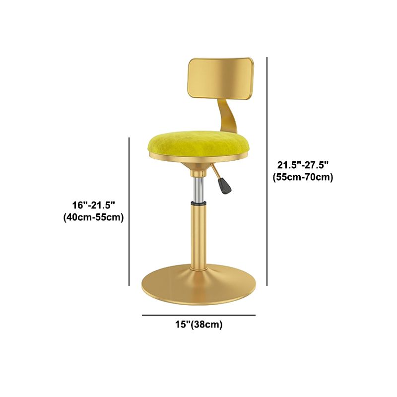 Glam Liftable Backrest Counter Stool Iron Cafe Bar Stool with Velvet Cushion and Pedal Clearhalo 'Bar Furniture' 'Bar Stools' 'bar_stools' 'furn' 'furn_bar_stools' 'Furniture' 'furniture_bar_stools' 'Kitchen & Dining Furniture' 1200x1200_b269dc49-2417-47c4-9bb9-1ae3ad42e760