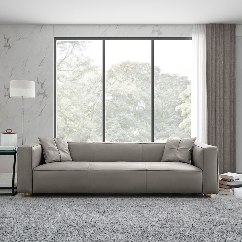 24.80"H Genuine Leather Square Arm Sofa with Tight Back for Living Room Clearhalo 'furn' 'furn_sofas' 'Furniture' 'furniture_sofas' 'kitchen' 'kitchen_sofas' 'Living Room Furniture' 'Sofa' 'sofas' 1200x1200_b26af523-d009-4ce7-9a40-bb8d6356f116