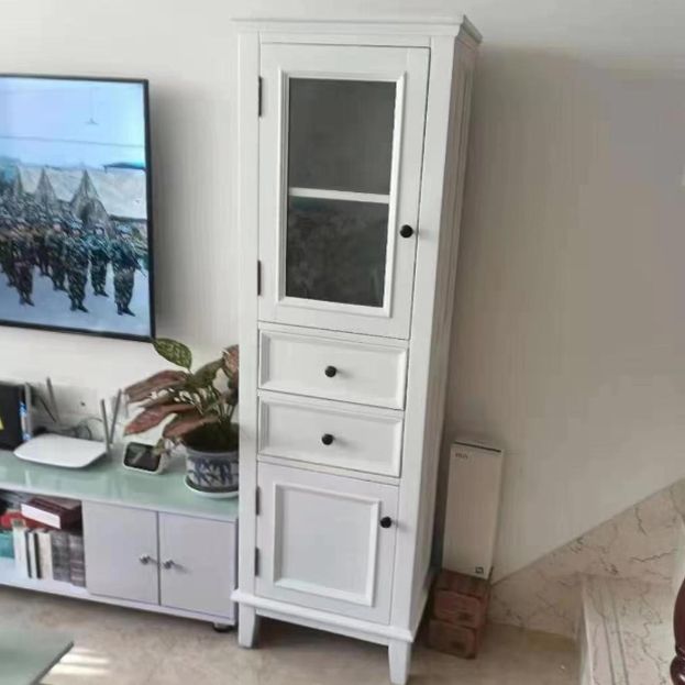 Contemporary Solid Wood Side Cabinet 2-Door and 2-Drawer Water Resistant Chest in White Clearhalo 'Cabinets & Chests' 'cabinets_chests' 'furn' 'furn_cabinets_chests' 'Furniture' 'Living Room Furniture' 1200x1200_b26c4859-a57f-4421-a0a7-eac79de47a9b