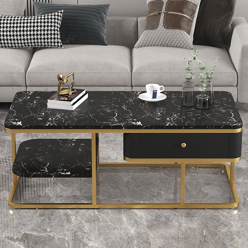 Frame Base Coffee Table Rectangular Black/White Cocktail Table Clearhalo 'Coffee & Accent Tables' 'Coffee Tables' 'coffee_tables' 'furn' 'furn_coffee_tables' 'Furniture' 'Living Room Furniture' 1200x1200_b26cee24-bef0-4ee8-9d37-597564d78c6f