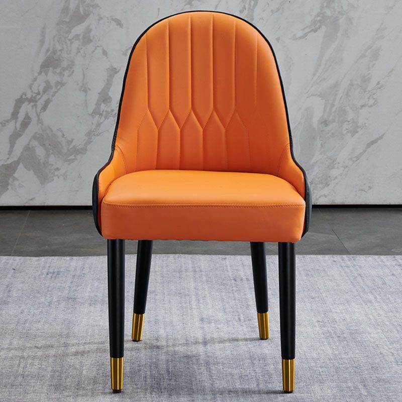 Scandinavian Leather Dining Chairs with Wood Legs Arm Solid Back Dining Side Chair Clearhalo 'Dining Chairs' 'Dining Tables & Seating' 'dining_chair' 'furn' 'furn_dining_chair' 'Furniture' 'furniture_dining_chair' 'Kitchen & Dining Furniture' 1200x1200_b26f0ce4-469a-4d70-b7bd-6778624dfc4b