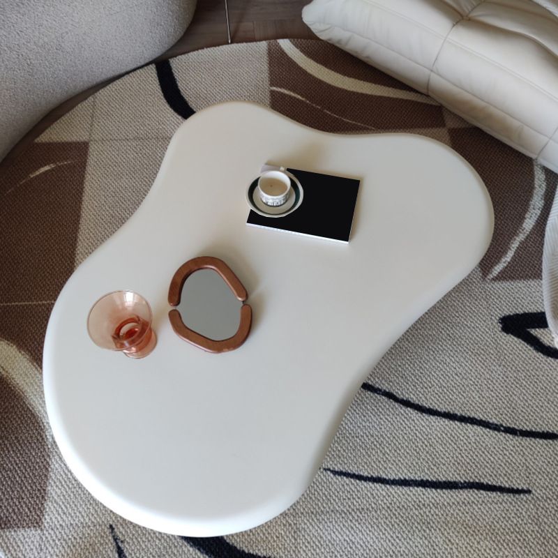 Scandinavian Free Form Solid Wood Coffee Table 11.8"H 4 Legs Cocktail Table