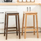 Contemporary Wood Stool Backrest Backless Bamboo Counter Stool with 4 Legs