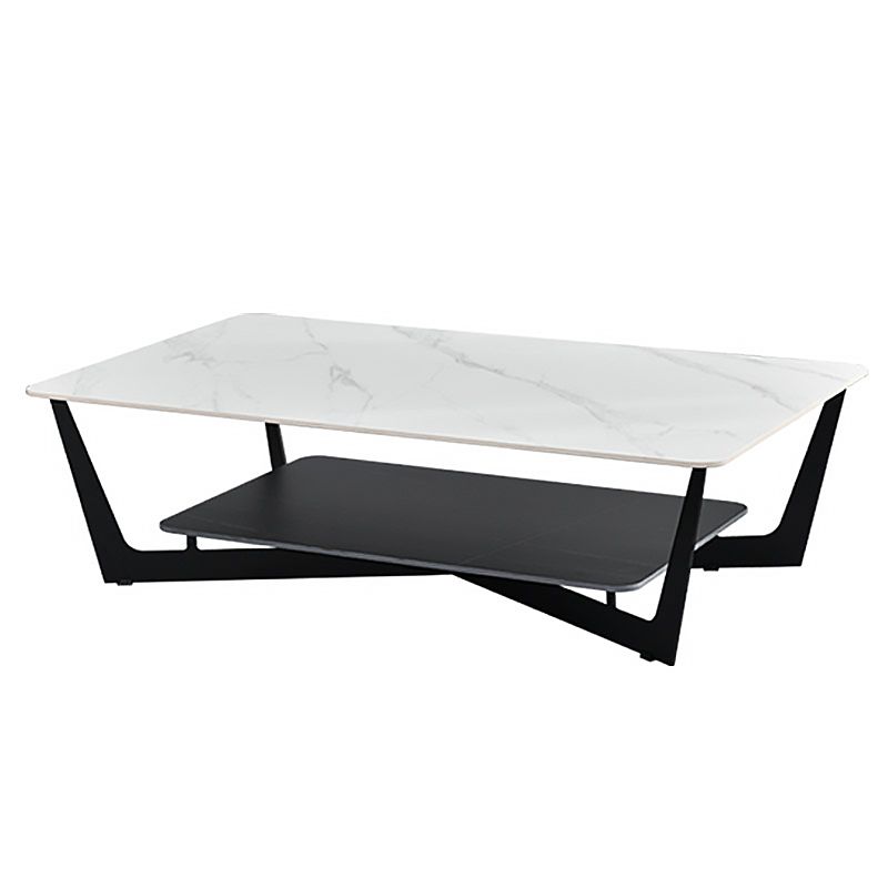 Rechteckiger Couchtisch aus Schiefer, minimalistischer Couchtisch mit offenem Regal