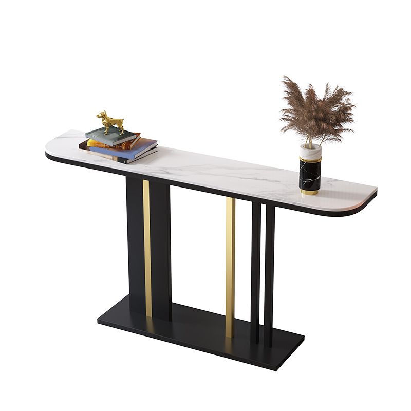 Tavolo da divano in ardesia glam Iron Iron Mezza luna Resistente alla sola console piedistallo