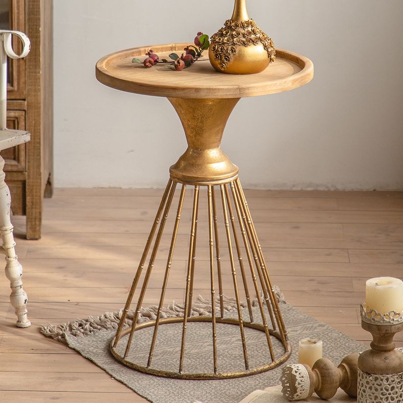 丸いトレイトップサイドテーブル鉄台座エンドテーブル - 苦しめられた表面処理