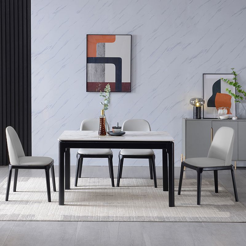 Mid-Century Sintered Stone Dining Table 4 Legs Rubberwood Base Rectangle Table for Home Clearhalo ' dining_table' 'Dining Tables & Seating' 'Dining Tables' 'furn' 'furn_dining_table' 'Furniture' 'furniture_dining_table' 'Kitchen & Dining Furniture' 'kitchen&dining_furn' 'kitchen' 'kitchen_dining_table' 1200x1200_b278035e-765f-478a-98a9-ba7c6a1b9b59