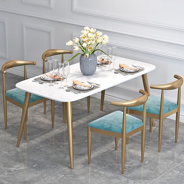 Glam Style 1/2/5 Pieces Kitchen Set White-gold Table Dining Set for Dining Room Clearhalo 'Dining Room Sets' 'Dining Tables & Seating' 'dining_room_set' 'furn' 'furn_dining_room_set' 'Furniture' 'furniture_dining_room_set' 'Kitchen & Dining Furniture' 'kitchen&dining_furn' 'kitchen' 1200x1200_b2791238-f055-4292-b42a-da34ce558628