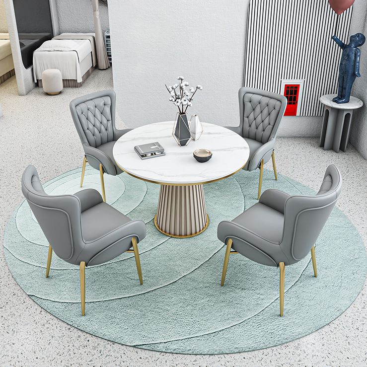 Modern Style Sintered Stone Dining Set with Round Shape Dinette Set with Pedestal Base Clearhalo 'Dining Room Sets' 'Dining Tables & Seating' 'dining_room_set' 'furn' 'furn_dining_room_set' 'Furniture' 'furniture_dining_room_set' 'Kitchen & Dining Furniture' 'kitchen&dining_furn' 'kitchen' 1200x1200_b279d652-97e1-4ab6-aaae-8681251e9ec1