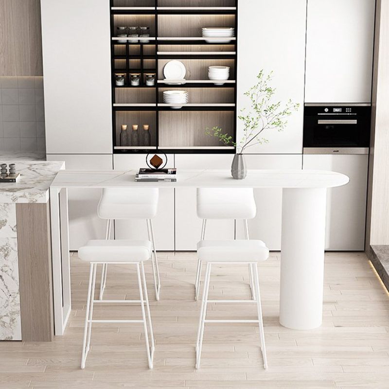 Modern Stone Top Cocktail Bar Table 42-inch Height Metal Base Bar Height Table Clearhalo 'Bar Furniture' 'Bar Tables' 'bar_tables' 'furn' 'furn_bar_tables' 'Furniture' 'furniture_bar_tables' 'Kitchen & Dining Furniture' 1200x1200_b27adbd1-c9a9-4884-92fd-8508eeb32069