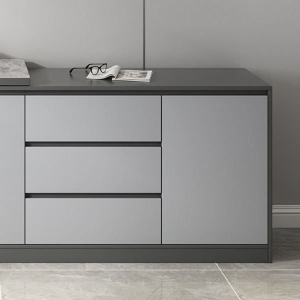 Grijze 3-lads houten ijdelheid kleedtafel met make-uptafel en ontlasting