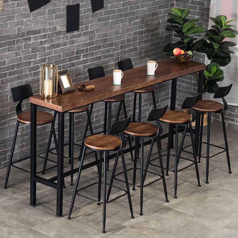 Mesa rectangular con altura de barra, mesa de pub tipo bistró con tapa de madera y base negra