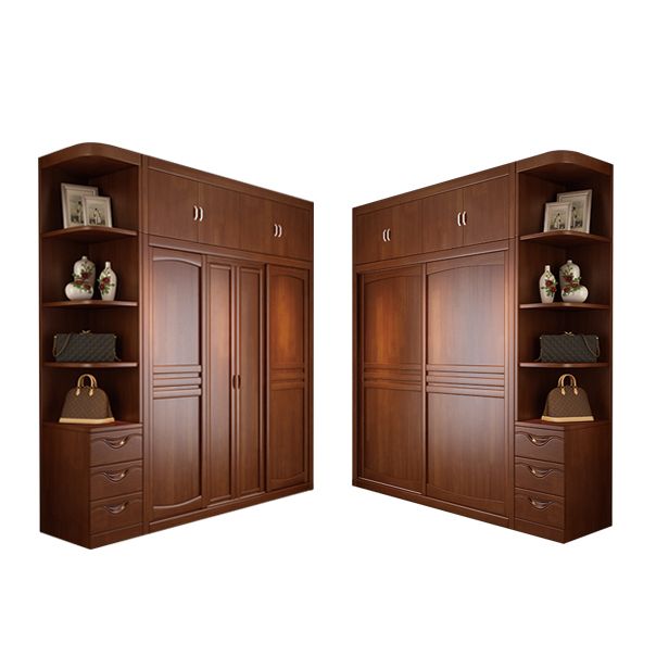 Rubber Wood Frame Wardrobe Freestanding Wardrobe Armoire with Shelves and Clothes Rail Clearhalo 'Armoires & Wardrobes' 'armoires_wardrobes' 'Bedroom Furniture' 'furn' 'furn_armoires_wardrobes' 'Furniture' 1200x1200_b27c5a17-c7eb-44b8-871c-5ed973e3986c