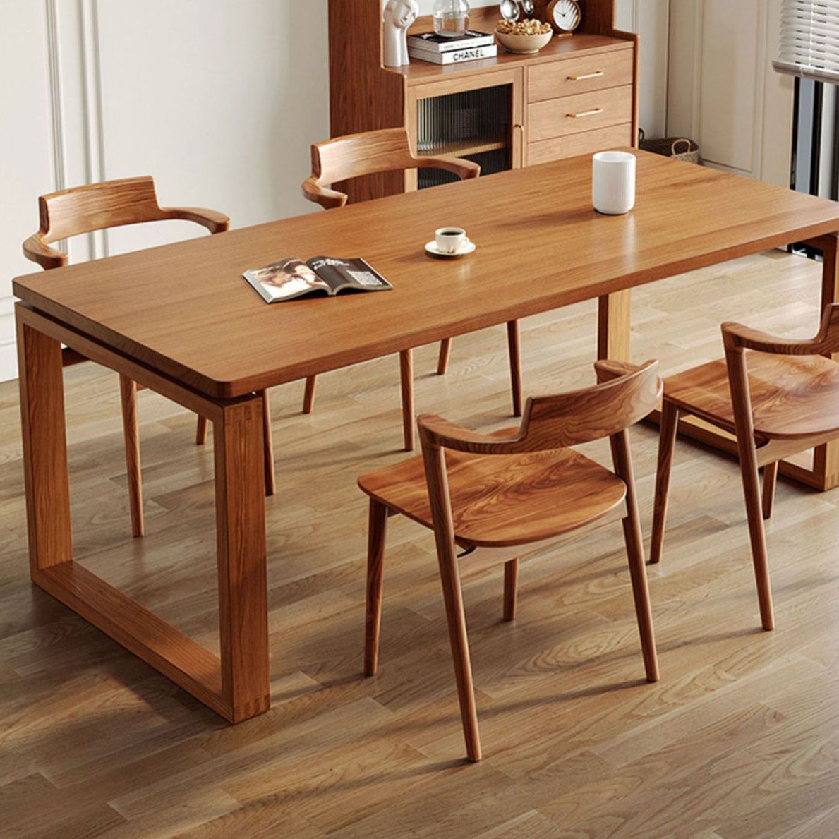 Pine Wood Contemporary Rectangular Table Wood Top Table with Sled Base Clearhalo 'Dining Tables & Seating' 'Dining Tables' 'dining_table' 'furn' 'furn_dining_table' 'Furniture' 'Kitchen & Dining Furniture' 1200x1200_b27c5f80-62b2-402a-ba13-2de885b48571