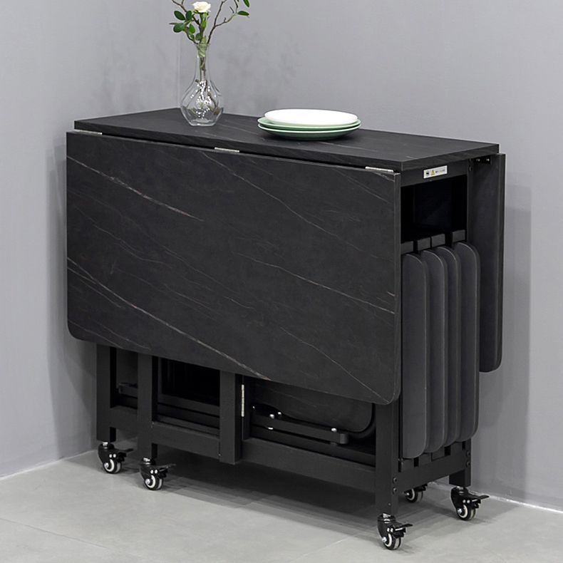 Modern 1/2/5/7 Pieces Foldable Dinette Set Black Wood Dining Table Set for Kitchen Clearhalo 'Dining Room Sets' 'Dining Tables & Seating' 'dining_room_set' 'furn' 'furn_dining_room_set' 'Furniture' 'furniture_dining_room_set' 'Kitchen & Dining Furniture' 1200x1200_b28245bc-4ed1-413a-9868-c9f0baecde87