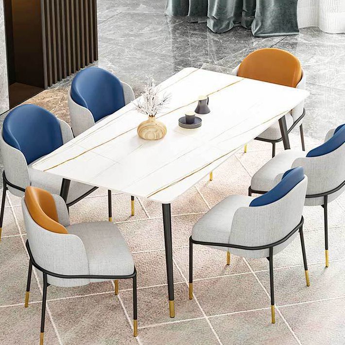 Stone Dining Table Contemporary Dining Table with 4 Black Legs Clearhalo ' dining_table' 'Dining Tables & Seating' 'Dining Tables' 'furn' 'furn_dining_table' 'Furniture' 'furniture_dining_table' 'Kitchen & Dining Furniture' 'kitchen&dining_furn' 'kitchen' 'kitchen_dining_table' 1200x1200_b282dca6-b875-4ad7-a808-4ad4e96b9579