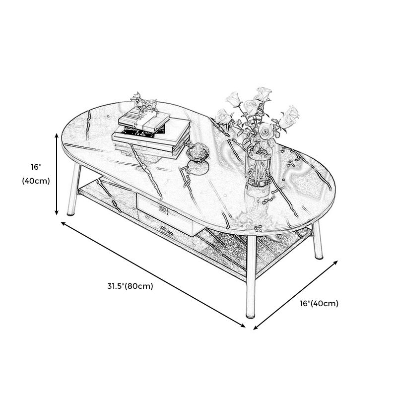 Oval/Round Storage Coffee Table Contemporary 4 Legs Cocktail Table for Home Clearhalo 'Coffee & Accent Tables' 'Coffee Tables' 'coffee_tables' 'Furniture' 'furniture_coffee_tables' 'Living Room Furniture' 1200x1200_b283775f-57ec-425f-b2c1-c264b8deb017