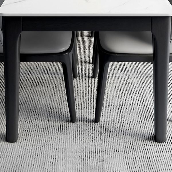 Mesa de comedor con base de madera maciza, mesa de comedor moderna rectangular para comedor