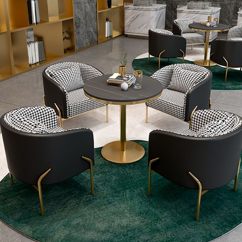Traditional Luxury Round Dining Table Black Stone Top Table for Home