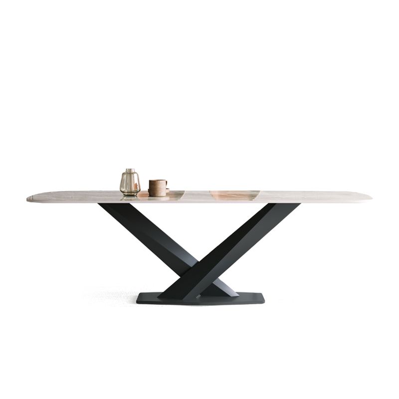 Modern Pedestal Casual Dining Table Stone and Metal Dining Room Kitchen Table Clearhalo 'Dining Tables & Seating' 'Dining Tables' 'dining_table' 'furn' 'furn_dining_table' 'Furniture' 'furniture_dining_table' 'Kitchen & Dining Furniture' 'kitchen' 'kitchen_dining_table' 1200x1200_b28697f2-e558-4665-a89b-b4668eb52c22