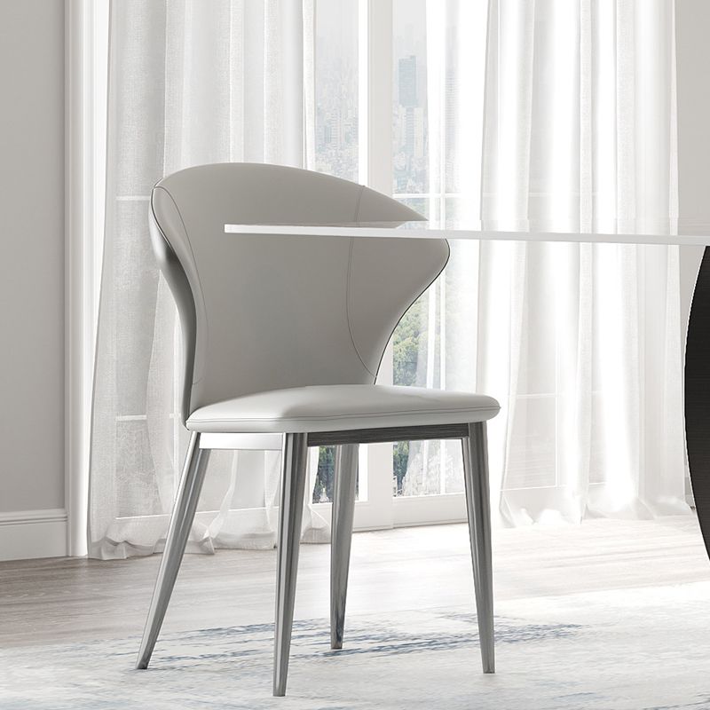 Kitchen Contemporary Side Chair Gray Legs Wingback Dining Chair