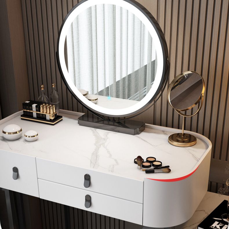 Glass/Stone Top Make-up Vanity Solid Wood Vanity Dressing Table with Storage Drawers