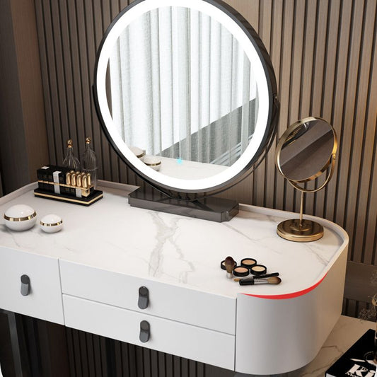 Tocador de maquillaje de vidrio/piedra tocador tocador de madera maciza con cajones de almacenamiento