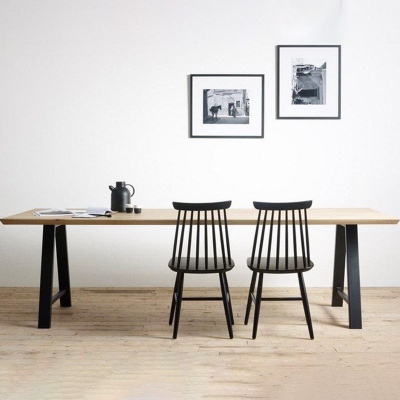 Rectangle Double Pedestal Glam Dining Table Solid Wood Fixed Table Clearhalo ' dining_table' 'Dining Tables & Seating' 'Dining Tables' 'furn' 'furn_dining_table' 'Furniture' 'furniture_dining_table' 'Kitchen & Dining Furniture' 'kitchen&dining_furn' 'kitchen' 'kitchen_dining_table' 1200x1200_b28a805e-3468-47e7-849f-875a22edc3d8