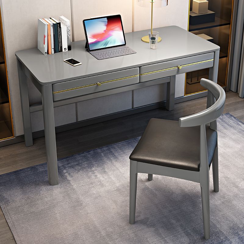 Modern Solid Wood Office Desk 2-drawer 29.53" Tall Writing Desk Clearhalo 'furn' 'furn_office_desk' 'Furniture' 'Office Desks' 'Office Furniture' 'office_desk' 1200x1200_b28b8c65-04b8-4716-bd80-3ee5a0a048e2
