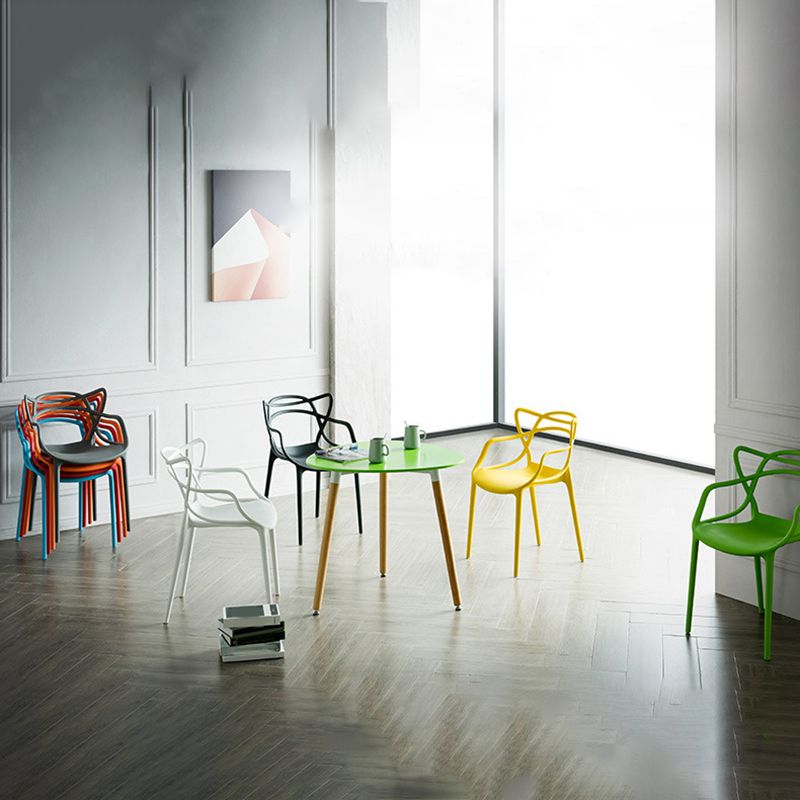 Open Back Dining Arm Chair Modern Indoor-Outdoor Plastic Chair