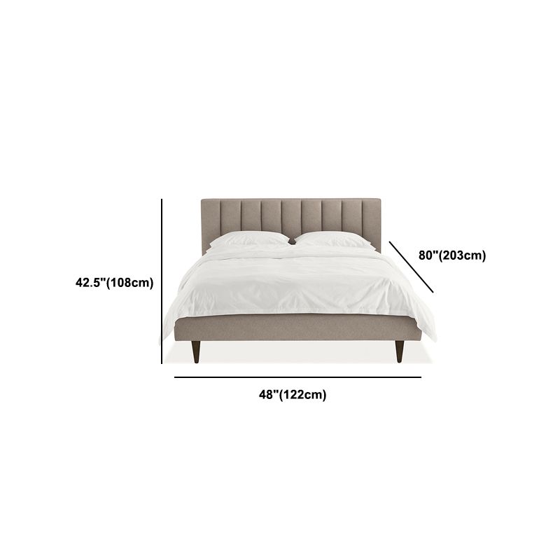 84.65 inch Wide Contemporary Bed Frame Solid Wood Bed with Upholstered Headboard