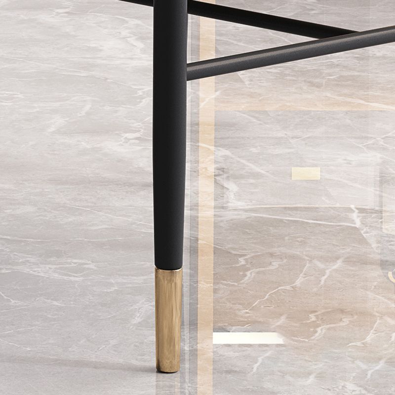 Glam faux lederen eetkamerstoelen metalen arm eetkamerstoelen voor thuisgebruik