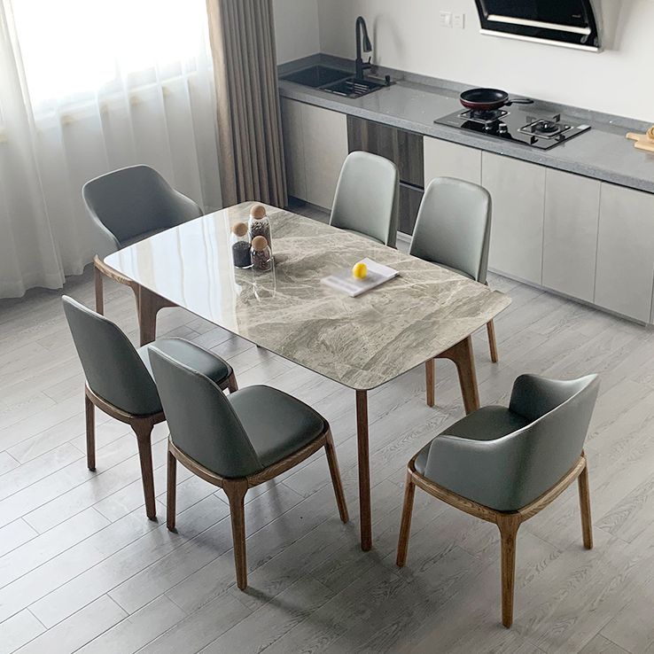 Mid-century Dining Table Rectangle 4-foot Solid Wood Table with Stone Top Clearhalo 'Dining Tables & Seating' 'Dining Tables' 'dining_table' 'furn' 'furn_dining_table' 'Furniture' 'furniture_dining_table' 'Kitchen & Dining Furniture' 'kitchen' 'kitchen_dining_table' 1200x1200_b28d76fc-a91e-45e6-8e3b-d59fd918659d