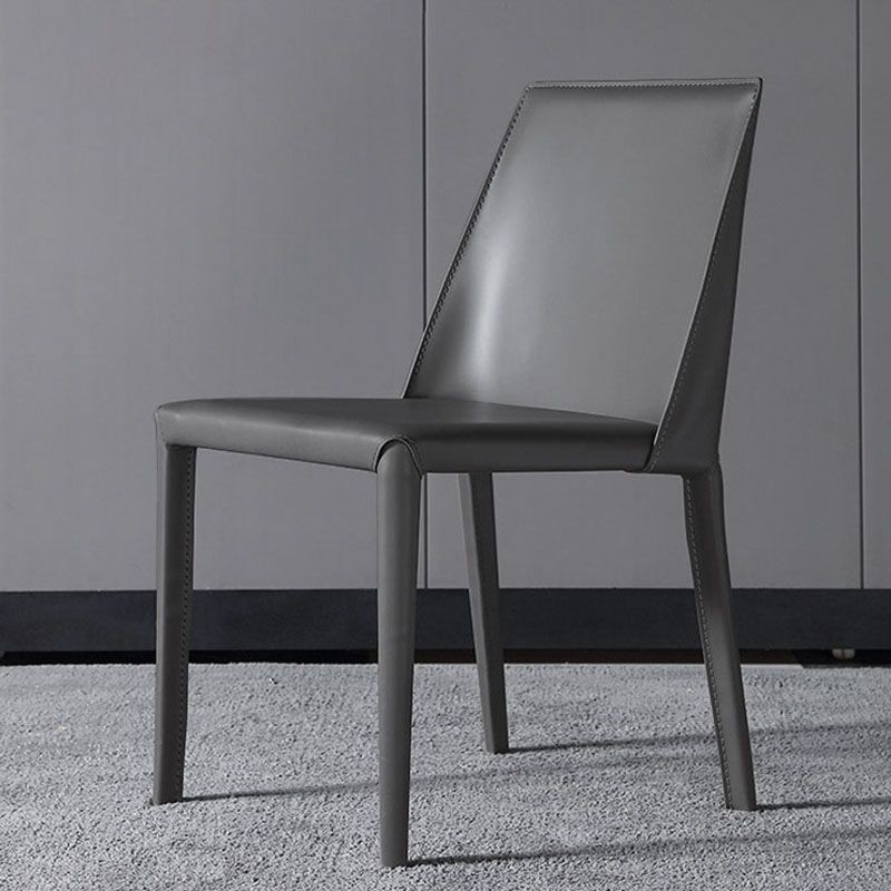 Contemporary Solid Back Armless Side Chairs Leather Dining Chairs for Kitchen Clearhalo ' kitchen&dining_furn' 'Dining Chairs' 'Dining Tables & Seating' 'dining_chair' 'furn' 'furn_dining_chair' 'Furniture' 'furniture_dining_chair' 'Kitchen & Dining Furniture' 'kitchen' 1200x1200_b28eb10e-c08a-4aa0-8e25-d4dc4e9d160b
