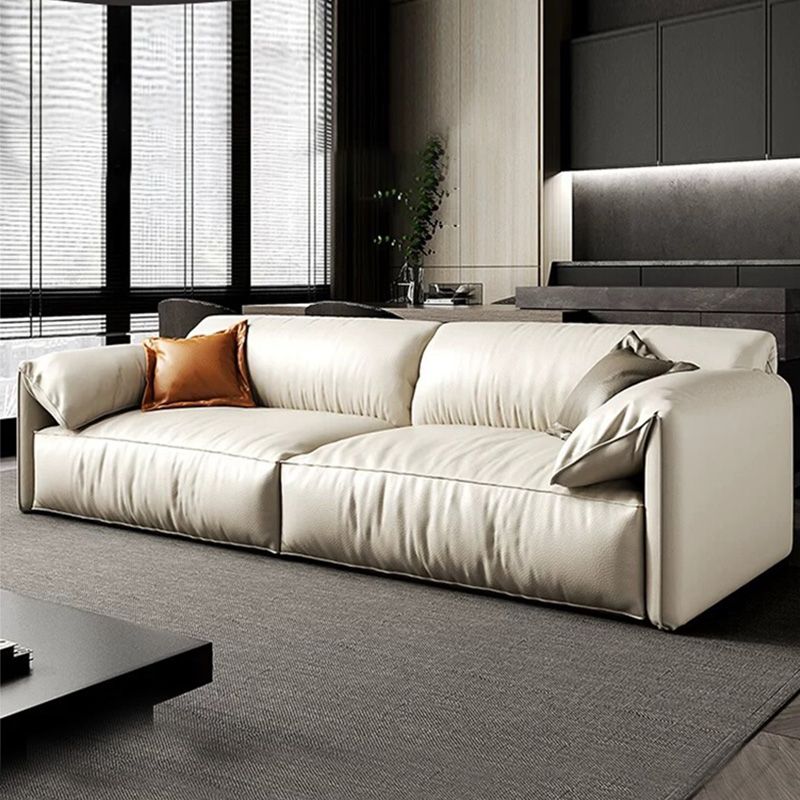 Modern Style with Pillow Armrest and Cushioned Seat Down/cotton Padded White Sofa Clearhalo 'furn' 'furn_sofas' 'Furniture' 'furniture_sofas' 'kitchen' 'kitchen_sofas' 'Living Room Furniture' 'Sofa' 'sofas' 1200x1200_b28fa61f-37f9-42ab-926e-65bc64fde3ab