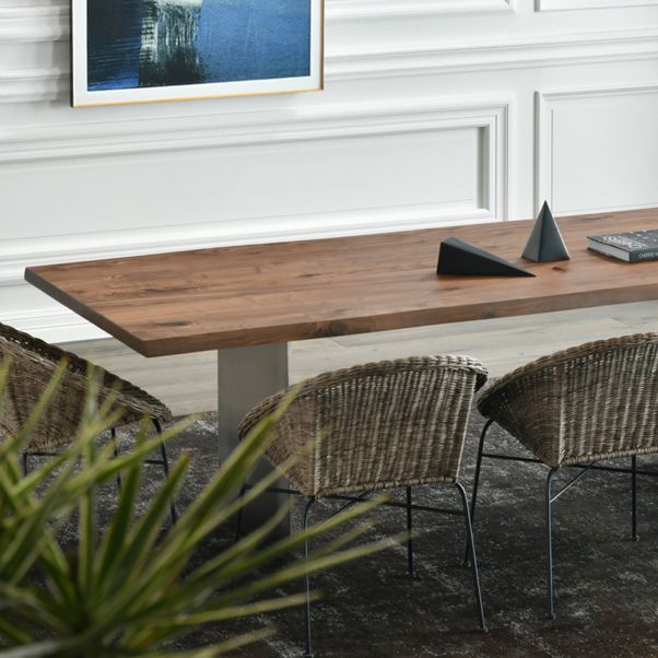 Rectangle Kitchen Dining Table Solid Wood Table Luxury with Double Pedestal Base Clearhalo 'Dining Tables & Seating' 'Dining Tables' 'dining_table' 'furn' 'furn_dining_table' 'Furniture' 'furniture_dining_table' 'Kitchen & Dining Furniture' 'kitchen' 'kitchen_dining_table' 1200x1200_b2911198-d25d-4dba-966c-b67bd50c33b5