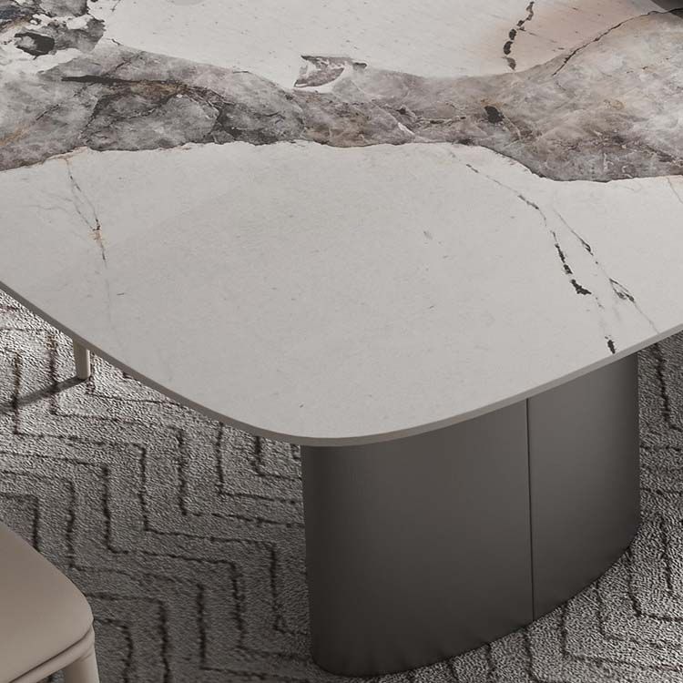 Modern Sintered Stone Dining Table Rectangle Table with Metal Legs for Home Use Clearhalo 'Dining Tables & Seating' 'Dining Tables' 'dining_table' 'furn' 'furn_dining_table' 'Furniture' 'Kitchen & Dining Furniture' 1200x1200_b2914868-0b6a-4980-96b0-cf0e454a483d