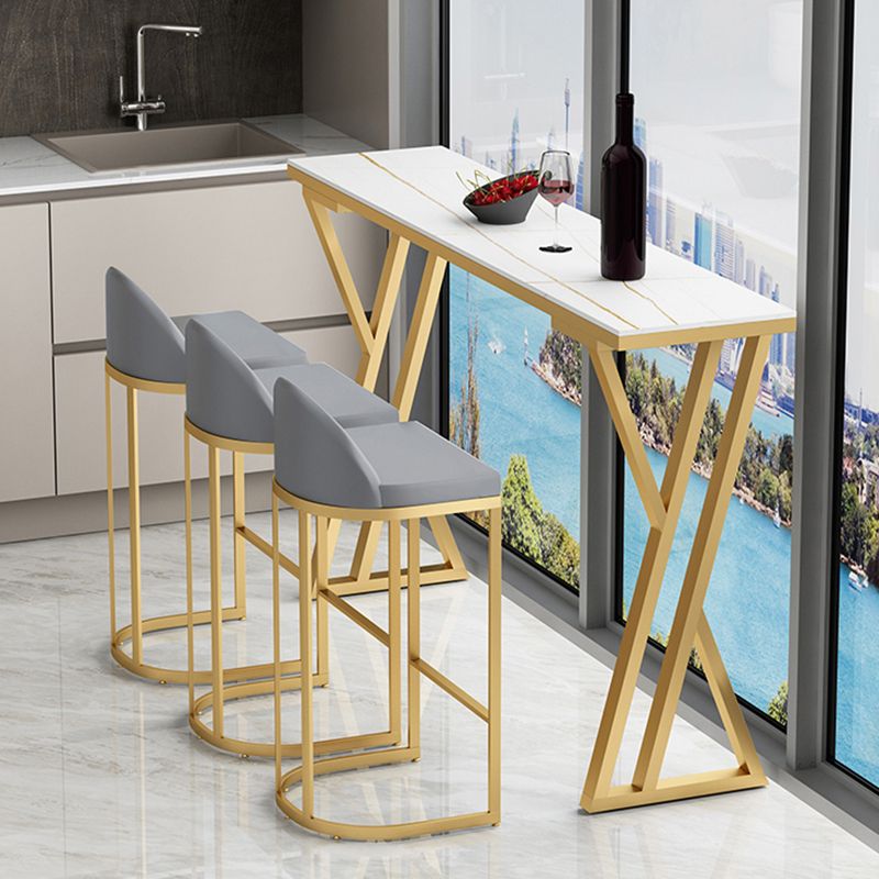 Glam Rectangle Indoor Bar Dining Table Stone Bistro Table with Double Pedestal Clearhalo 'Bar Furniture' 'Bar Tables' 'bar_tables' 'furn' 'furn_bar_tables' 'Furniture' 'furniture_bar_tables' 'Kitchen & Dining Furniture' 'kitchen&dining_furn' 'kitchen' 1200x1200_b29182f6-b019-4a8d-a418-2e825741d635